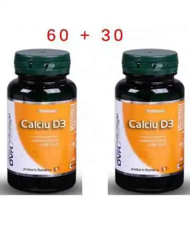 Calciu D3 60 + 30 capsule DVR Pharm, VITAMINE SI MINERALE