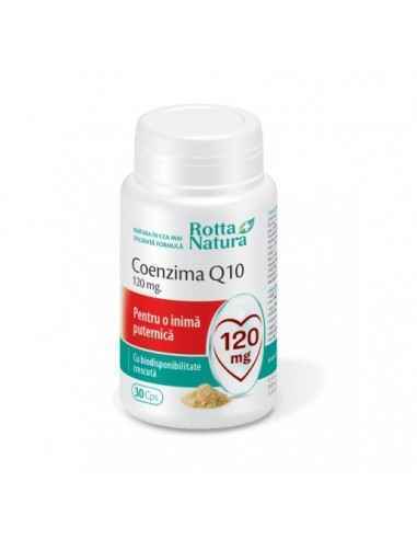 Coenzima Q10 120 mg 30 capsule Rotta Natura
Coenzima Q10 este esentiala pentru producerea de energie in organism, fiind o sursa 
