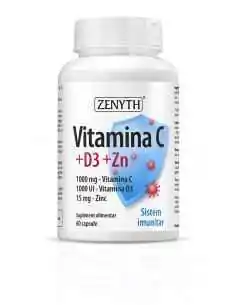Vitamina C + D3 + Zn 60 capsule Zenyth, VITAMINE SI MINERALE