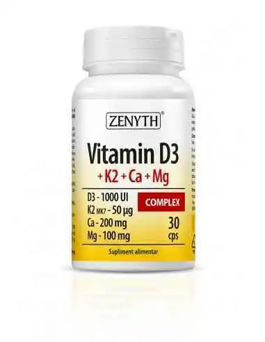 Vitamina D3 + K2 + Ca + Mg Complex 30 capsule Zenyth, VITAMINE SI MINERALE