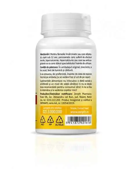 Vitamina D3 + K2 + Ca + Mg Complex 30 capsule Zenyth, VITAMINE SI MINERALE