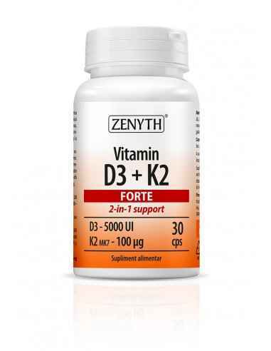 Vitamina D3 + K2 Forte 30 capsule Zenyth, VITAMINE SI MINERALE