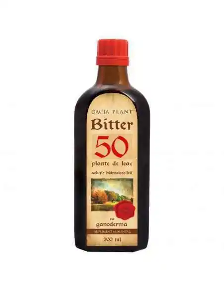 Bitter 50 plante de leac cu ganoderma 200 ml Dacia Plant, VITAMINE SI MINERALE