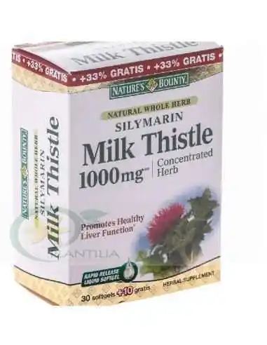 Silymarin Milk Thistle 1000mSilymarin Milk Thistle 1000mg  30 + 10 cadou Nature's Bounty g  60 capsule Nature's Bounty, REMEDII 