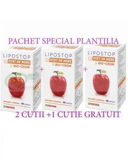 Lipostop Capsule de Slabit cu Otet de Mere si Bio-Crom 2+1 GRATIS Parapharm, Tulburari Hormonale