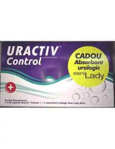 Uractiv Control 30 capsule + absorbant Lady Gratis Fiterman Pharma, Retentie hidrica