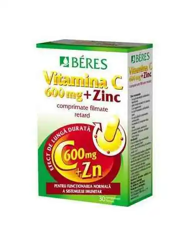 VITAMINA C 600MG+ZINC 30CPR BERES, Raceala si gripa