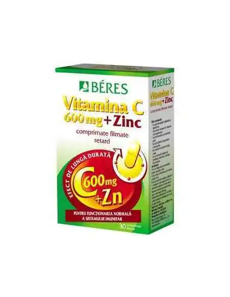 VITAMINA C 600MG+ZINC 30CPR BERES, Raceala si gripa