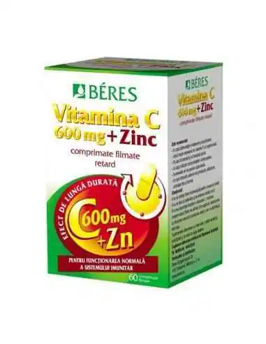 VITAMINA C 600MG+ZINC 60CPR BERES, Raceala si gripa