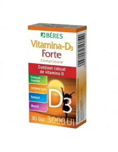 VITAMINA D3 FORTE 3000UI 30CPR BERES, Raceala si gripa