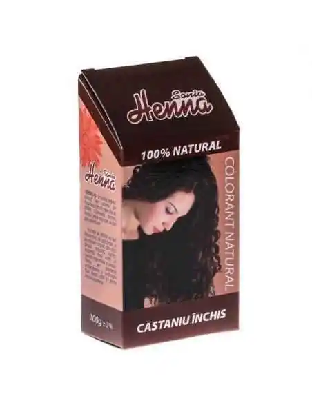 Vopsea de par Henna Sonia Castaniu Inchis 100gr Kian Cosmetics, REDUCERI