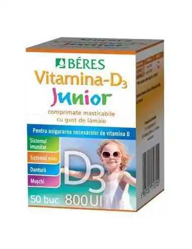 VITAMINA D3 JUNIOR 800UI 50CPR MASTICABILE BERES, Raceala si gripa