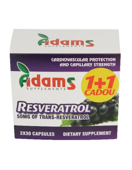 Resveratrol 50 mg 30 capsule 1+1 GRATIS Adams Vision, Stres