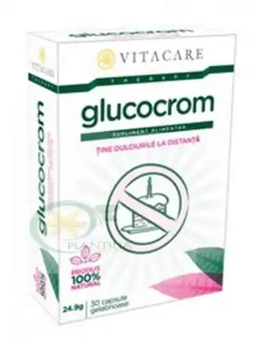 GlucoCrom 30 capsule Vitacare, VITAMINE SI MINERALE