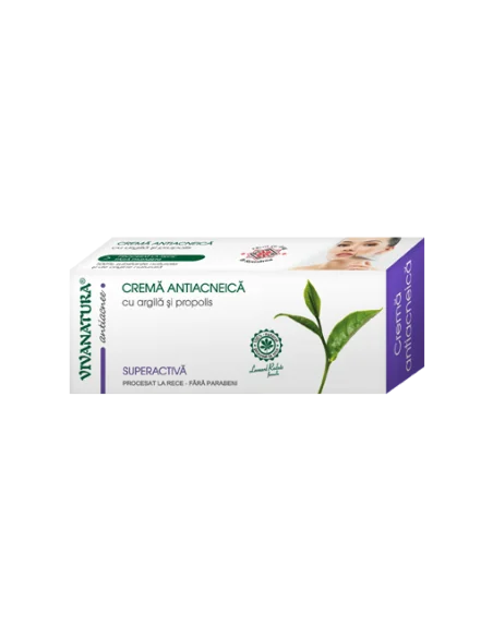 Crema Antiacneica cu argila activa si propolis  20ml Viva Natura, Sanatatea pielii