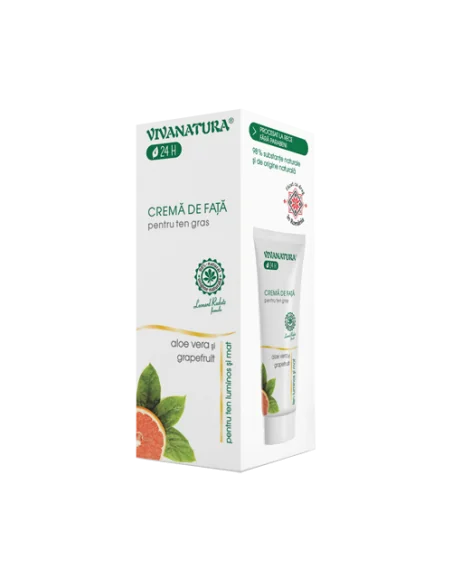 Crema de fata cu Aloe Vera si Grapefruit pentr ten gras  75ml  Viva Natura, Sanatatea pielii