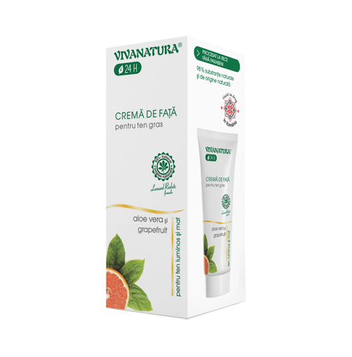 Crema de fata cu Aloe Vera si Grapefruit pentr ten gras 75ml Viva Natura -  Plantilia