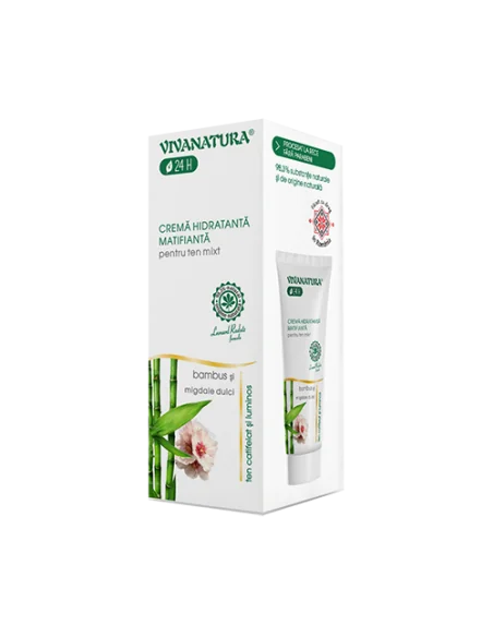 Crema de fata hidratanta si matifianta cu Bambus si Migdale dulci pentr ten mixt  75ml  Viva Natura, Sanatatea pielii