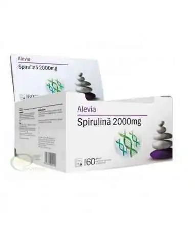 Spirulina 2000 mg 60 plicuri Alevia, VITAMINE SI MINERALE