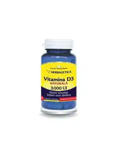 VITAMINA D3 NATURALA 3000 UI 30 CPS VEGETALE Herbagetica, REMEDII NATURISTE