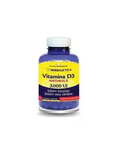 VITAMINA D3 NATURALA 3000 UI 120 CPS VEGETALE Herbagetica, REMEDII NATURISTE