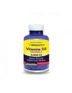 VITAMINA D3 NATURALA 5000 UI 120 CPS VEGETALE Herbagetica, REMEDII NATURISTE