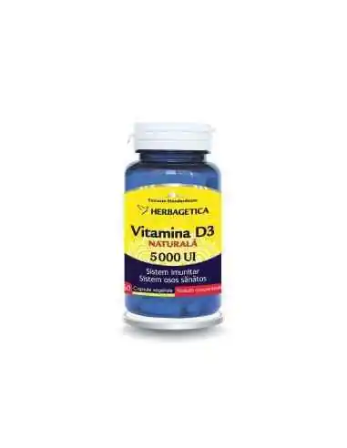 VITAMINA D3 NATURALA 5000 UI 60 CPS VEGETALE Herbagetica, REMEDII NATURISTE