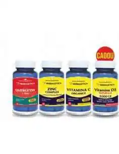 Pachet QUERCETIN + ZINC 30 CPS + ZINC COMPLEX 30 CPS + Vitamina C organica 30 CPS + Vitamina D3 30 CPS GRATUIT Herbagetica, REME