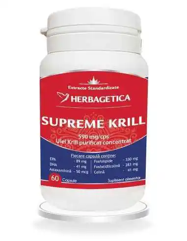 Krill Oil Supreme Omega 3 60 capsule Herbagetica, Tulburari Hormonale