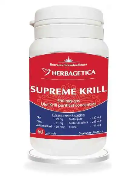 Krill Oil Supreme Omega 3 60 capsule Herbagetica, Tulburari Hormonale