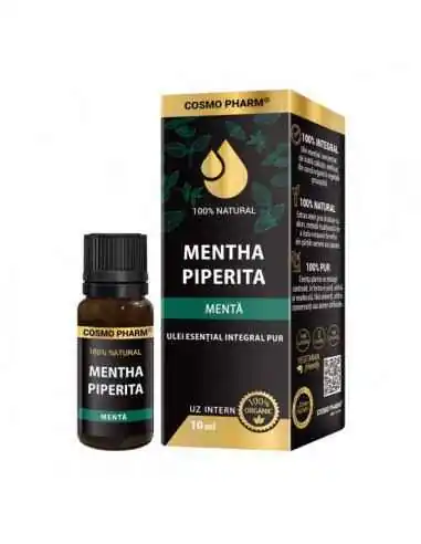 Ulei esential integral 100% natural de MENTA PIPERATA 10 ml CosmoPharm, ULEIURI ESENTIALE