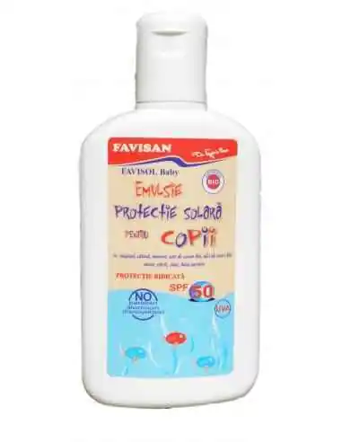 FAVISOL BABY- EMULSIE PROTECTIE SOLARA PENTRU COPII (protectie ridicata SPF 50) 150 ml Favisan, PLAJA SI PROTECTIE SOLARA