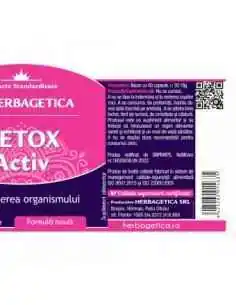Detox Activ 60 +10 capsule GRATIS Herbagetica, Slabire 2