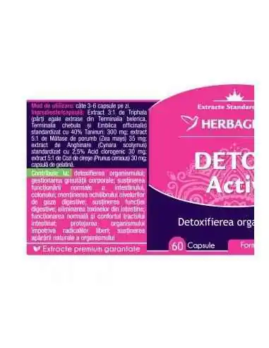 Detox Activ 60 +10 capsule GRATIS Herbagetica, Slabire