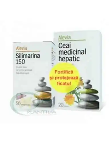 Silimarina 150 mg 50 comprimate + Ceai Hepatic 20 dz Alevia, REMEDII NATURISTE