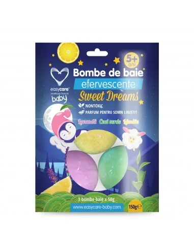 Bombe de baie efervescente pentru copii SWEET DREAMS 3 buc/punga