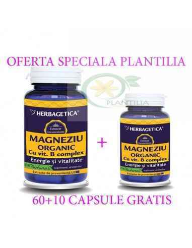 Magneziu Organic cu B Complex 60 +10 capsule GRATIS Herbagetica, VITAMINE SI MINERALE