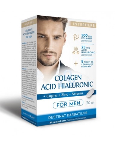 Colagen Si Acid Hialuronic pentru Barbati 30cpr INTERHERB