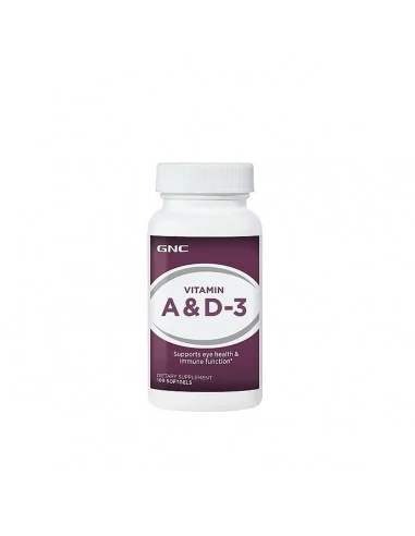 Gnc Vitamin A & D-3, Vitamina A 5000 Ui Si Vitamina D-3 Naturala 100% Din Lanolina 400 Ui , 100 Cps