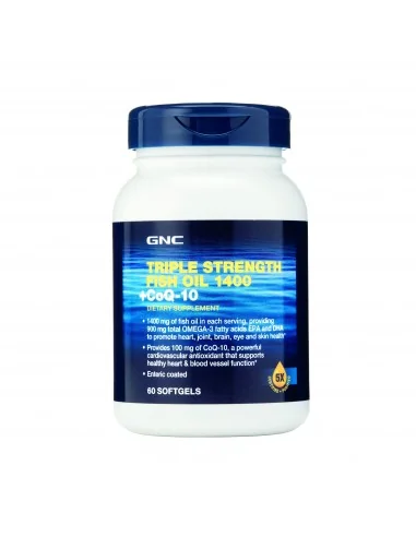 Gnc Triple Strength Fish Oil 1400 + Coq-10, Ulei De Peste Si Coenzima Q-10, 60 Cps