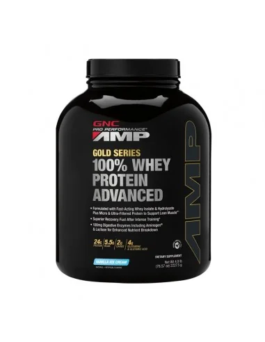 Gnc Amp Gold Series 100% Whey Protein Advanced, Proteina Din Zer, Cu Aroma De  Vanilie, 2227.5 G