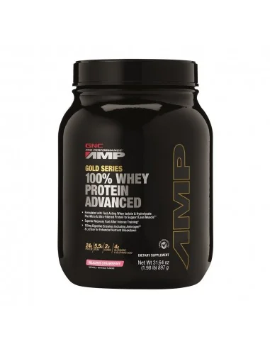 Gnc Amp Gold Series 100% Whey Protein Advanced, Proteina Din Zer, Cu Aroma De Capsuni, 897 G