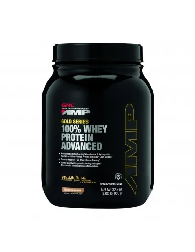 Gnc Amp Gold Series 100% Whey Protein Advanced, Proteina Din Zer, Cu Aroma De Biscuiti Si Frisca, 930 G