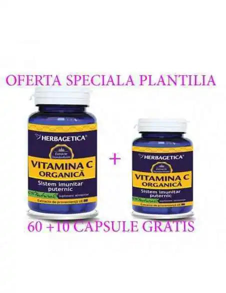 Vitamina C Organica 60 + 10 capsule GRATUIT Herbagetica, VITAMINE SI MINERALE