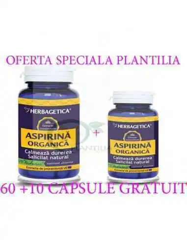 Aspirina Organica 60 +10 capsule GRATUIT Herbagetica, REMEDII NATURISTE