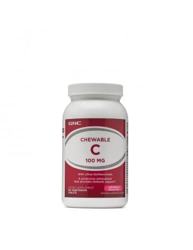 Gnc Chewable C 100 Mg, Vitamina C Masticabila Pentru Copii, Cu Bioflavonoide, Acerola Si Pudra De Macese,180 Tb