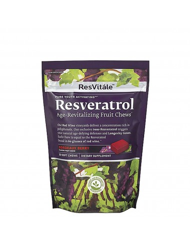 Resvitále Resveratrol Age-revitalizing Fruit Chews, Resveratrol Caramele, Cu Aroma De Fructe Bordeaux