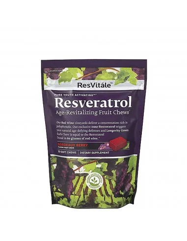 Resvitále Resveratrol Age-revitalizing Fruit Chews, Resveratrol Caramele, Cu Aroma De Fructe Bordeaux