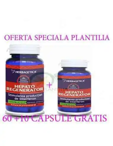 Hepato Regenerator 60+10 capsule GRATIS Herbagetica, REMEDII NATURISTE