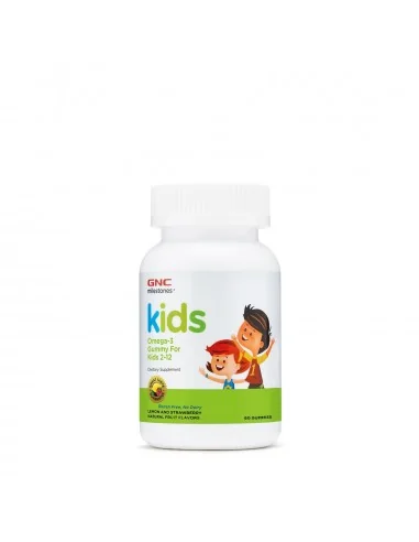 Gnc Milestones Kids Omega-3 Gummy, Acizi Grasi Omega-3 Pentru Copii 2-12 Ani, Cu Aroma Naturala De Lamaie Si Capsuni, 60 Jeleuri